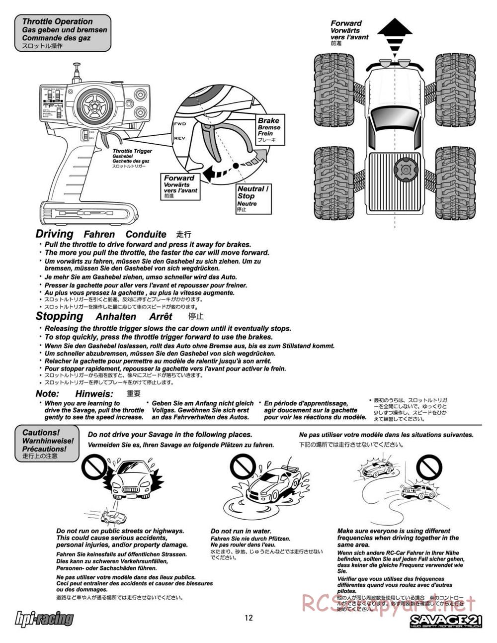 HPI - Savage 21 - Manual - Page 12