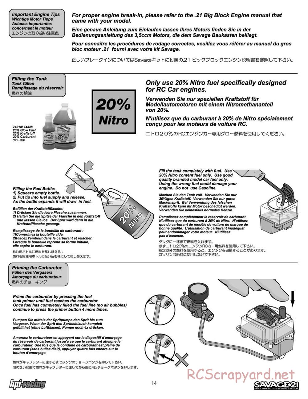 HPI - Savage 21 - Manual - Page 14