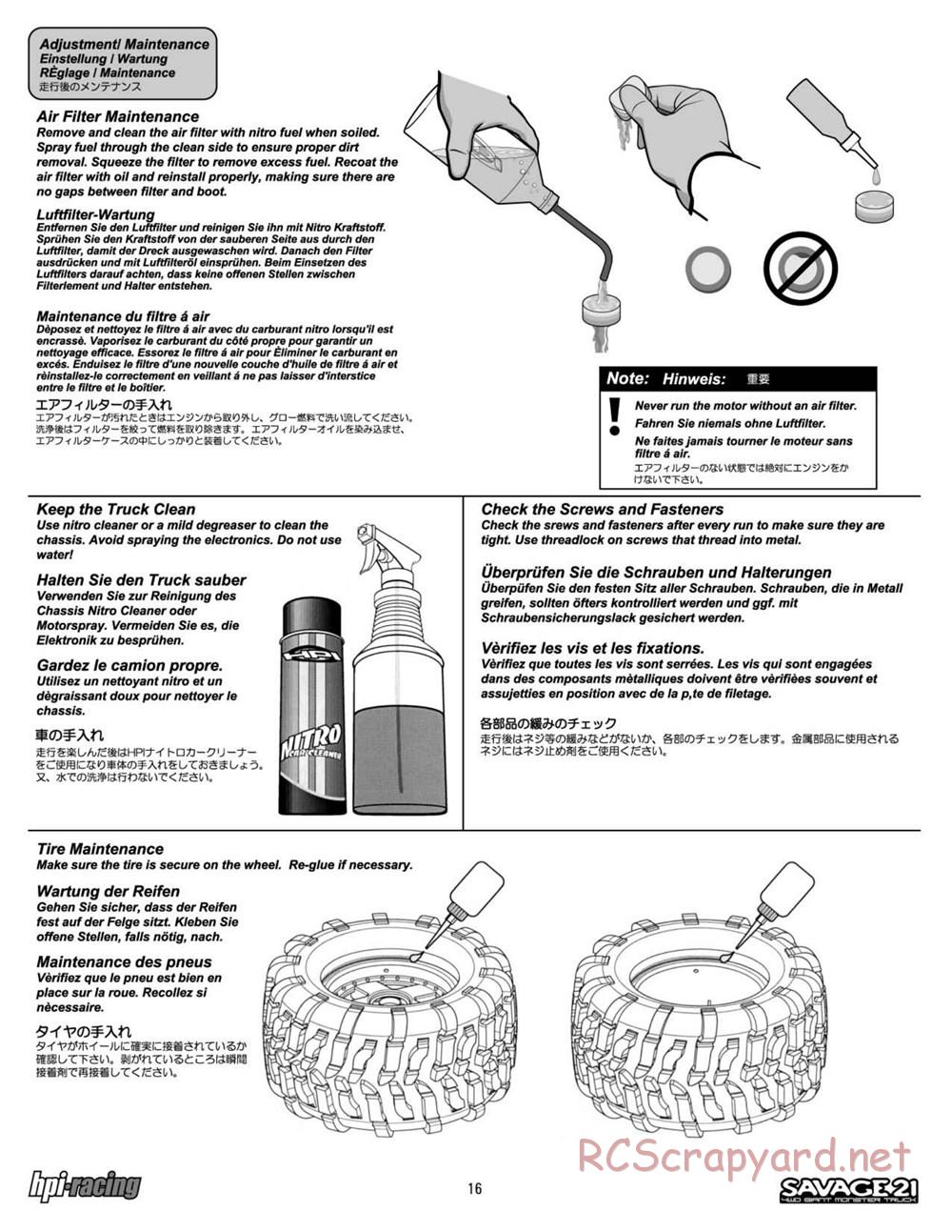 HPI - Savage 21 - Manual - Page 16