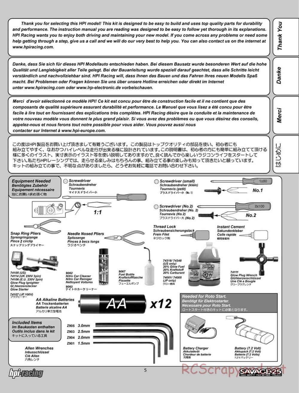 HPI - Savage 25 - Manual - Page 5