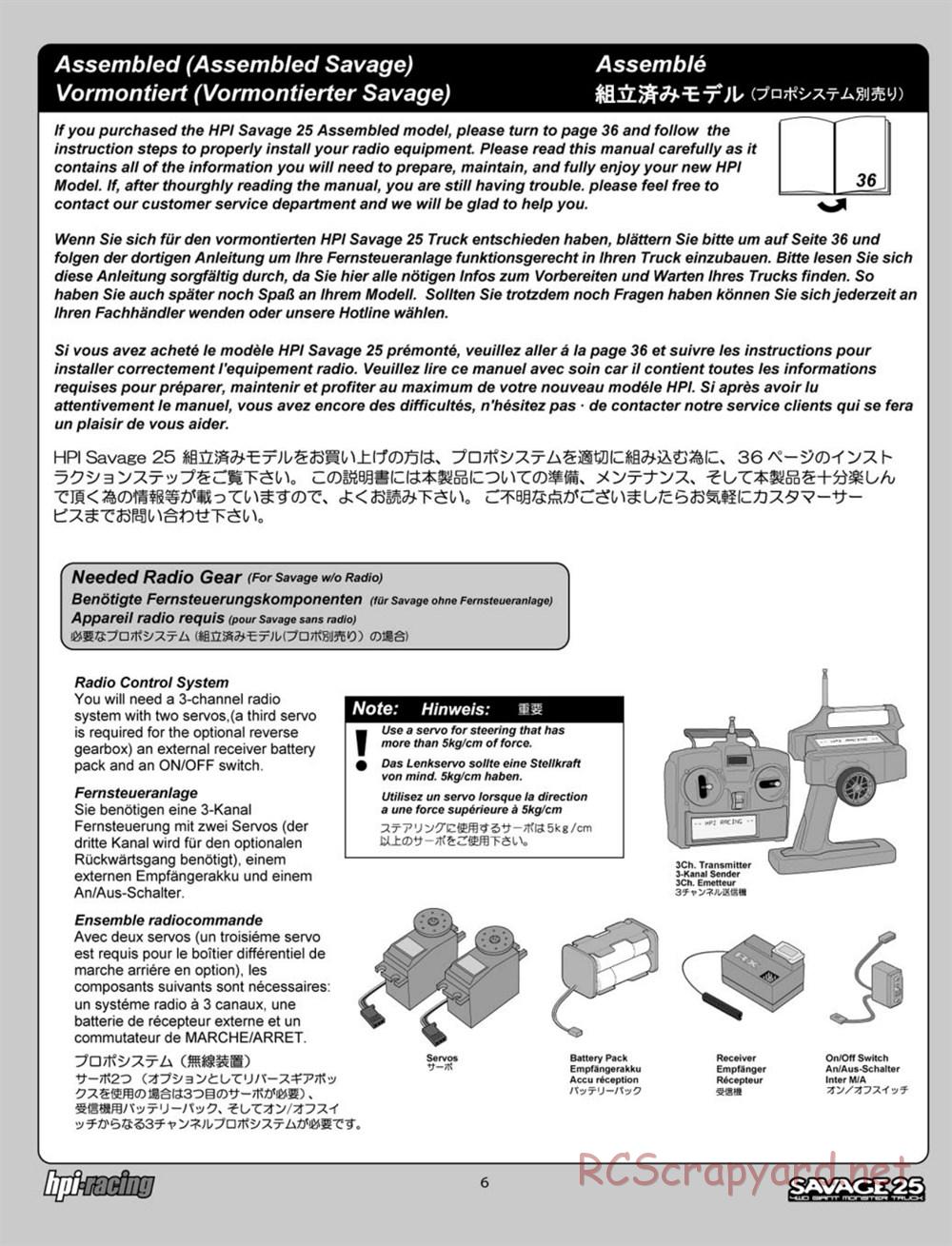 HPI - Savage 25 - Manual - Page 6