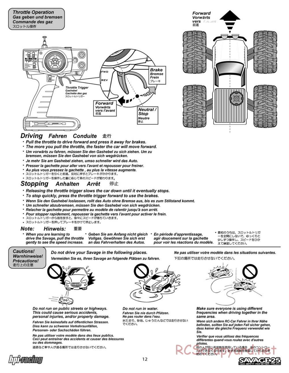 HPI - Savage 25 - Manual - Page 12