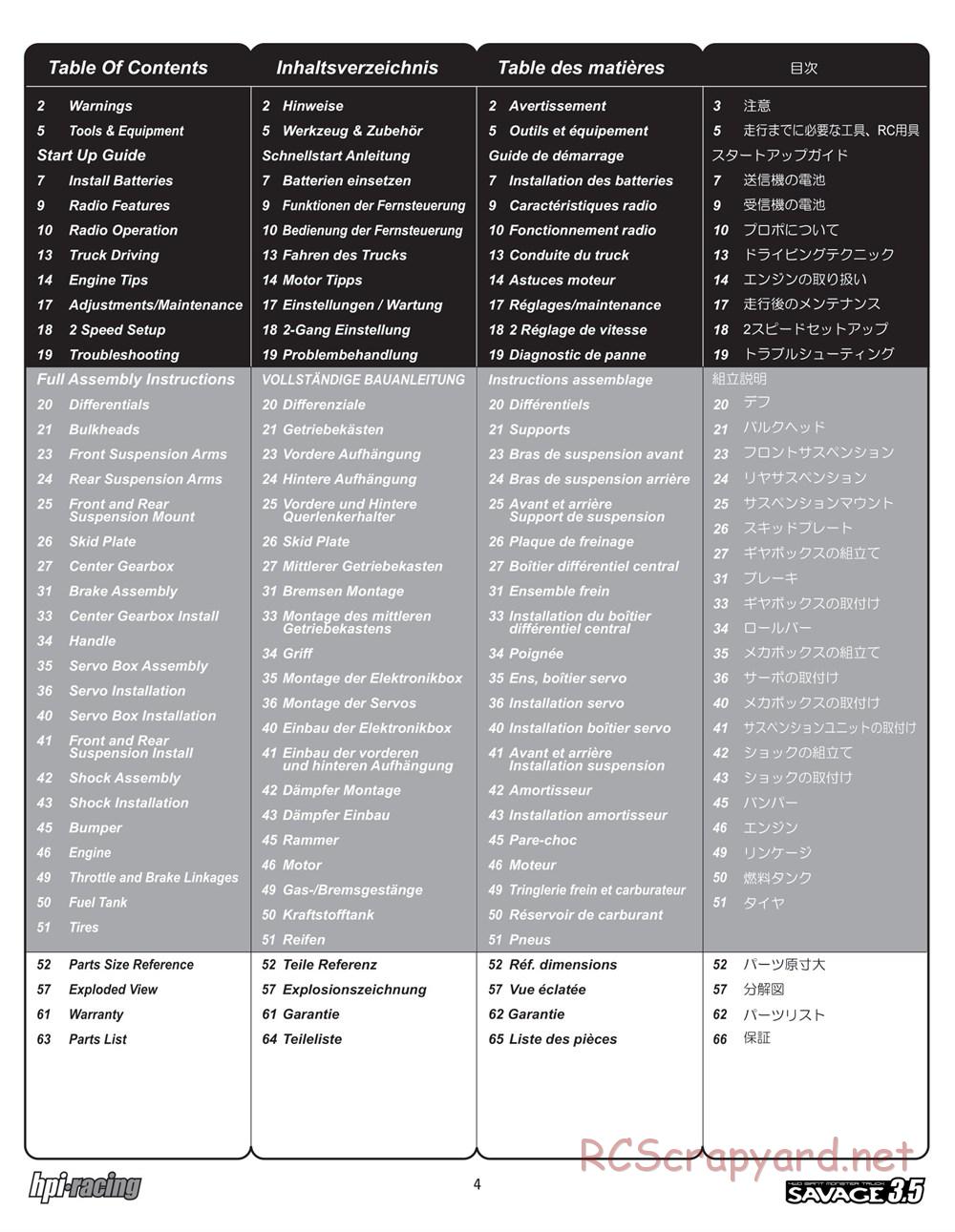 HPI - Savage 3.5 - Manual - Page 4