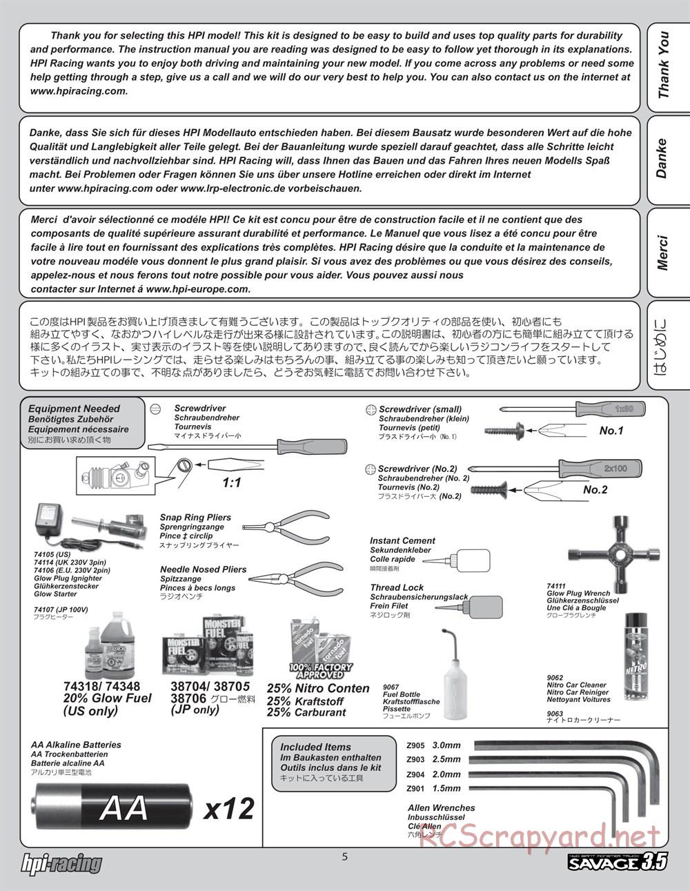 HPI - Savage 3.5 - Manual - Page 5