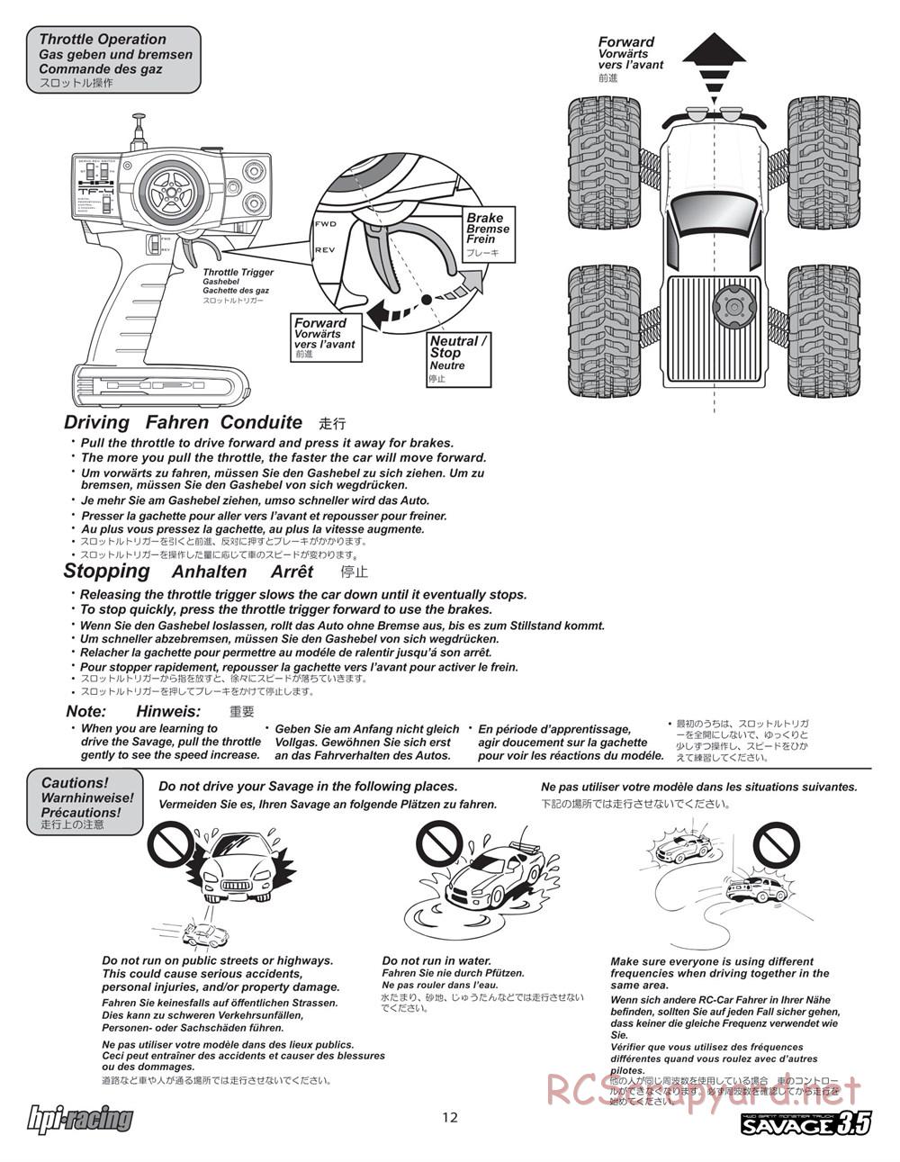 HPI - Savage 3.5 - Manual - Page 12