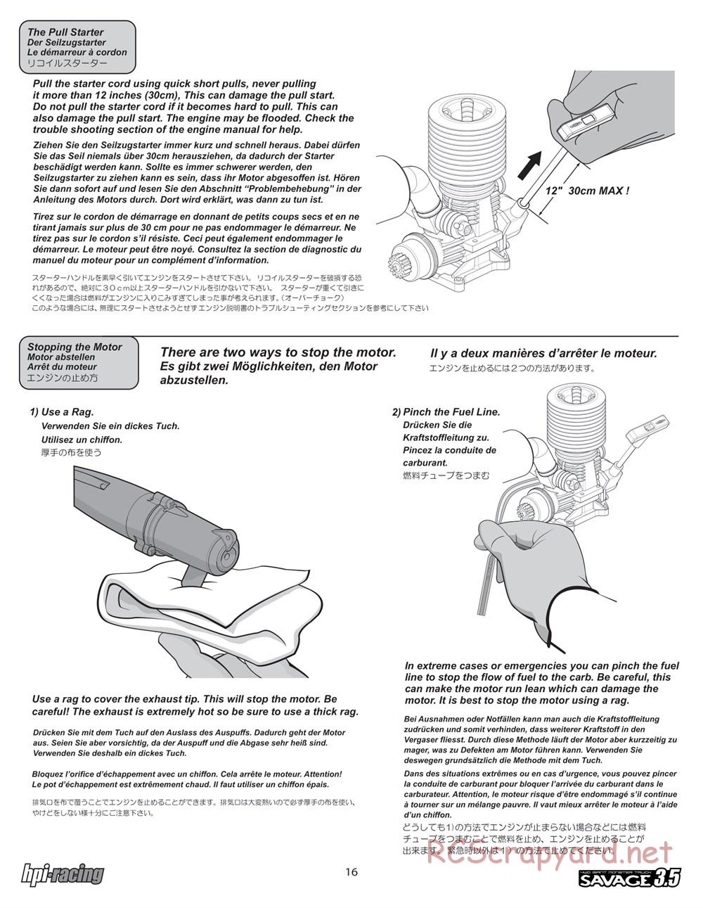 HPI - Savage 3.5 - Manual - Page 16