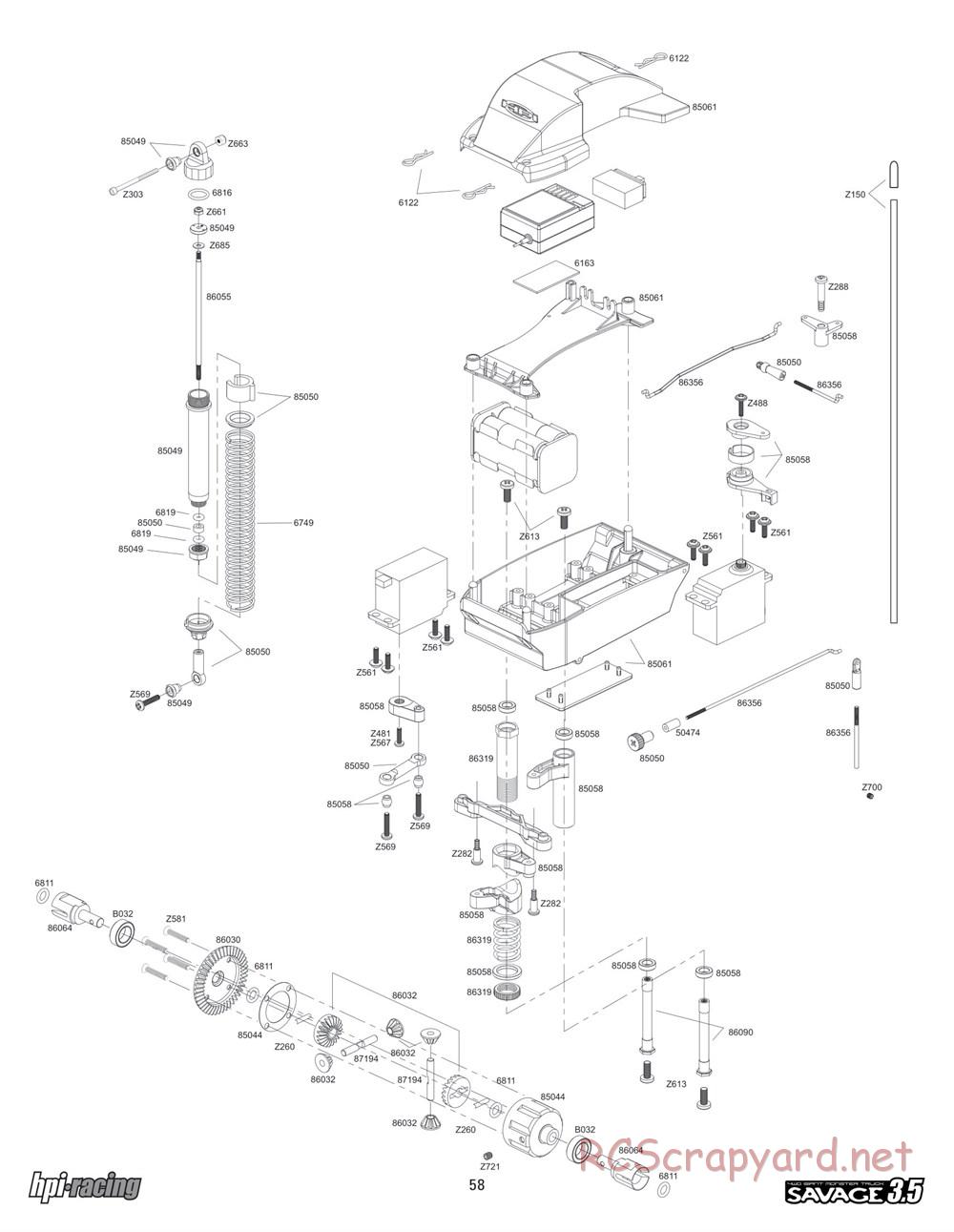 HPI - Savage 3.5 - Exploded View - Page 58