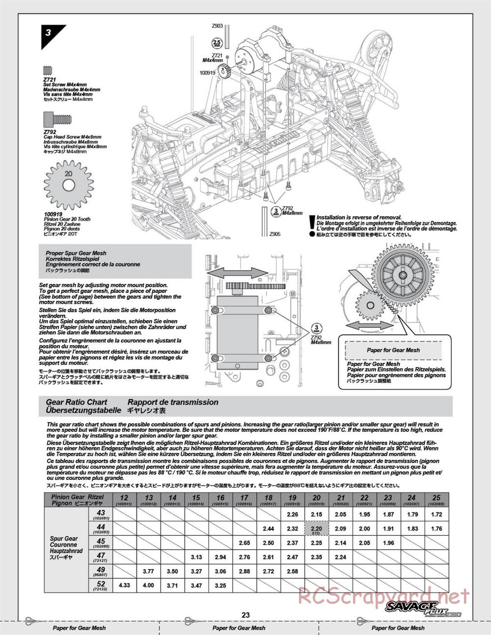 HPI - Savage Flux 2350 - Manual - Page 23