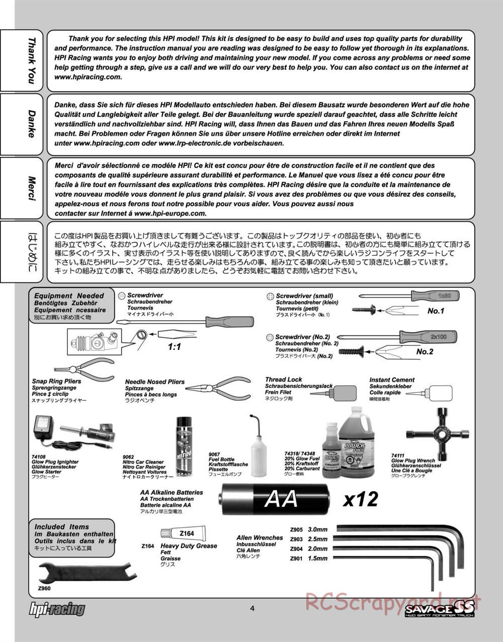 HPI - Savage SS - Manual - Page 4