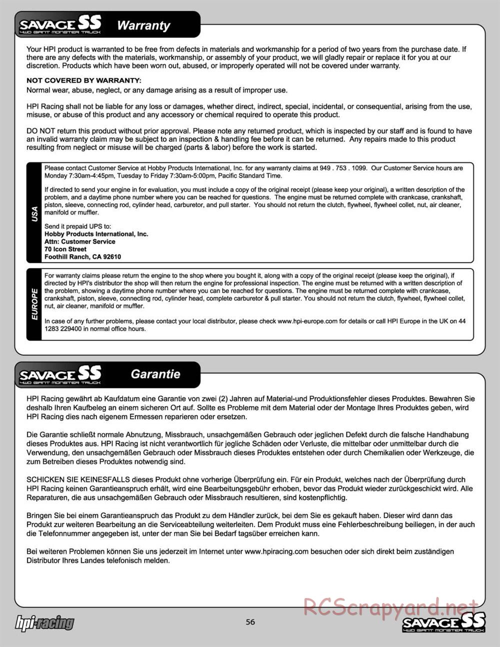 HPI - Savage SS - Manual - Page 56