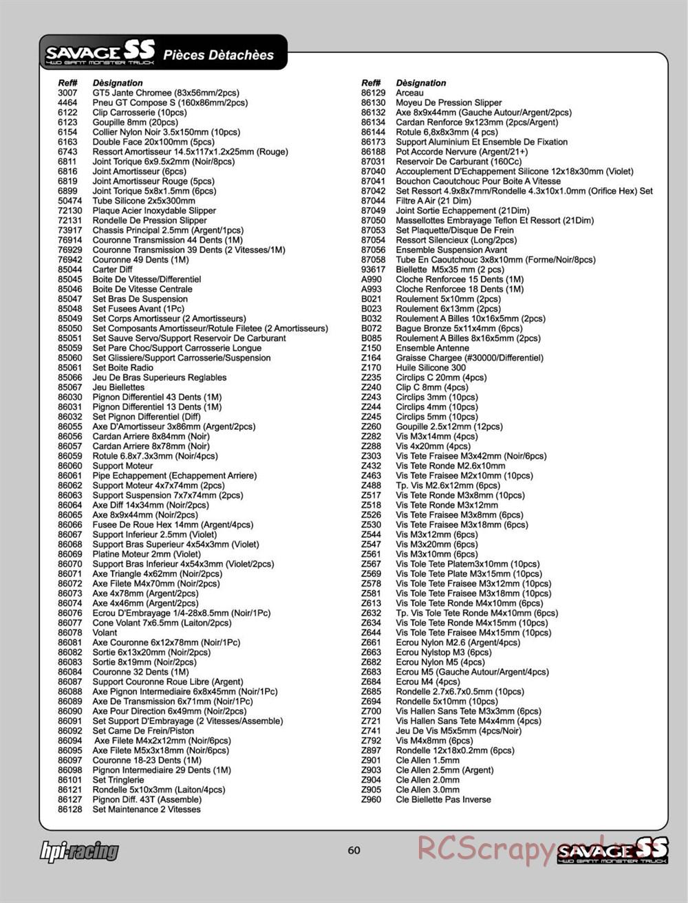 HPI - Savage SS - Manual - Page 60