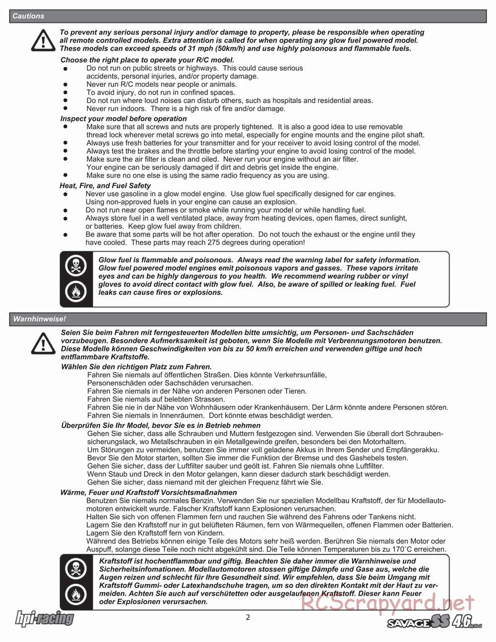 HPI - Savage SS 4.6 - Manual - Page 2