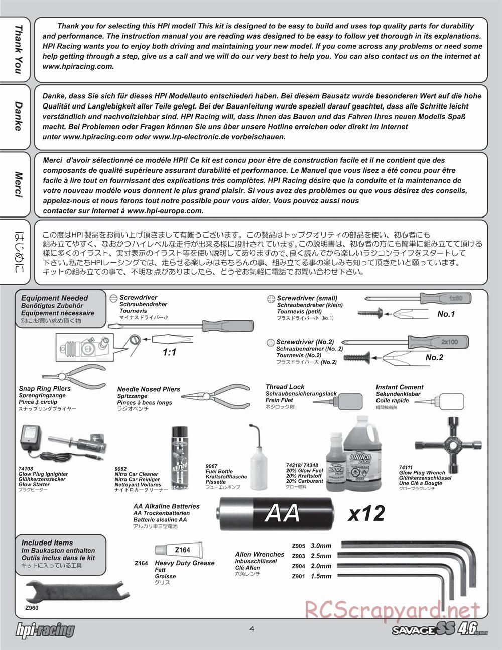 HPI - Savage SS 4.6 - Manual - Page 4