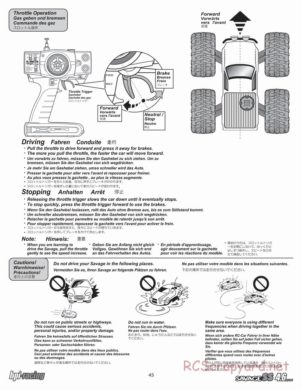 HPI - Savage SS 4.6 - Manual - Page 45