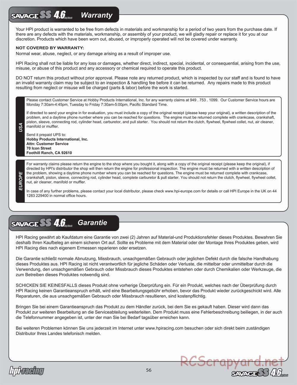 HPI - Savage SS 4.6 - Manual - Page 56