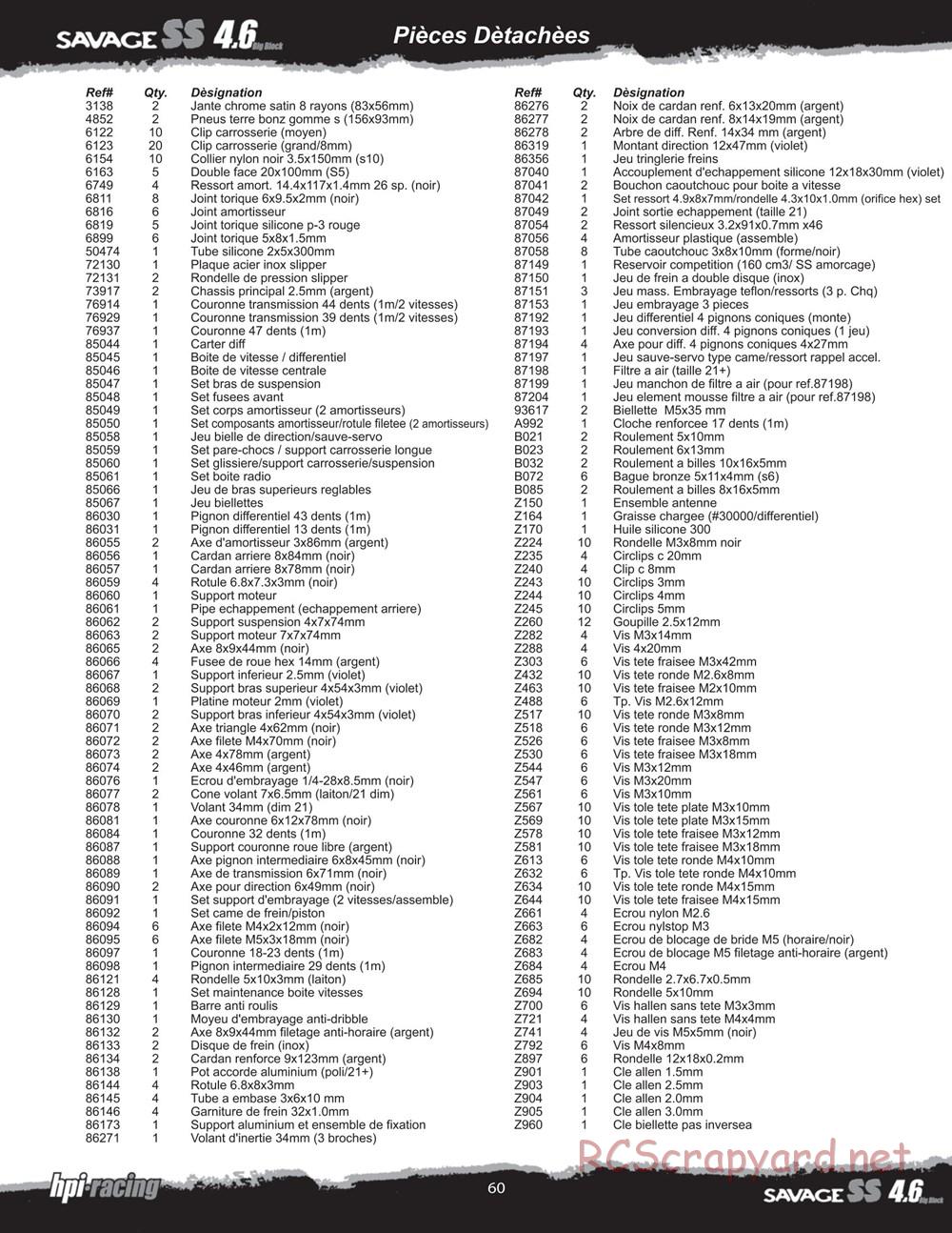 HPI - Savage SS 4.6 - Manual - Page 60