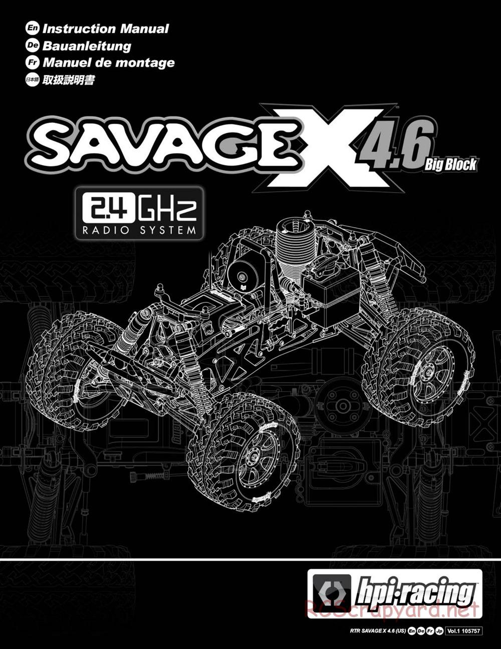 HPI - Savage X 4.6 - Manual - Page 1