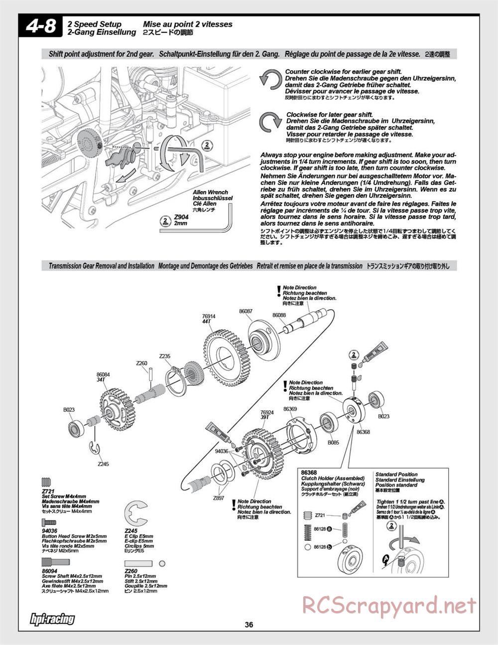 HPI - Savage X 4.6 - Manual - Page 36