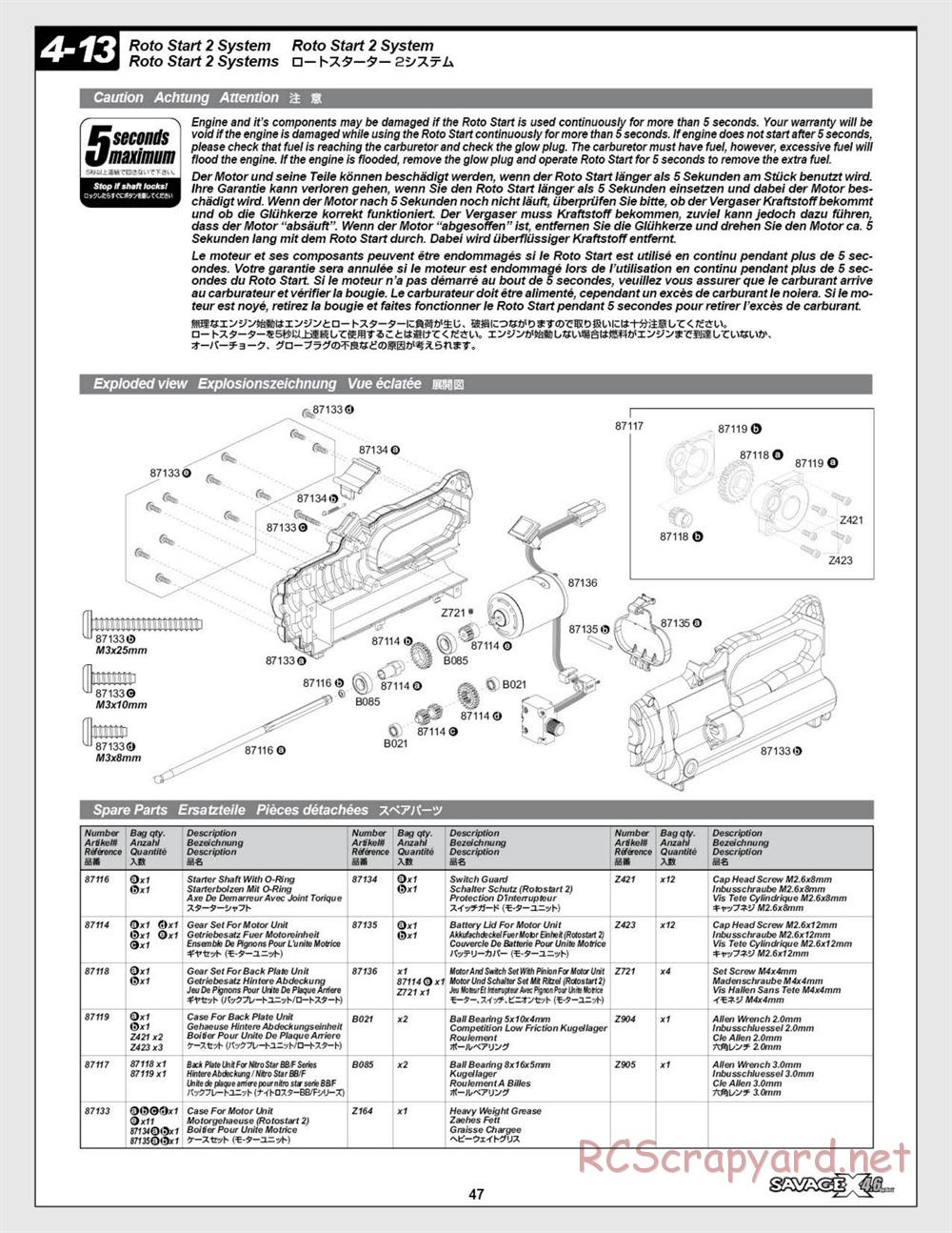 HPI - Savage X 4.6 - Manual - Page 47