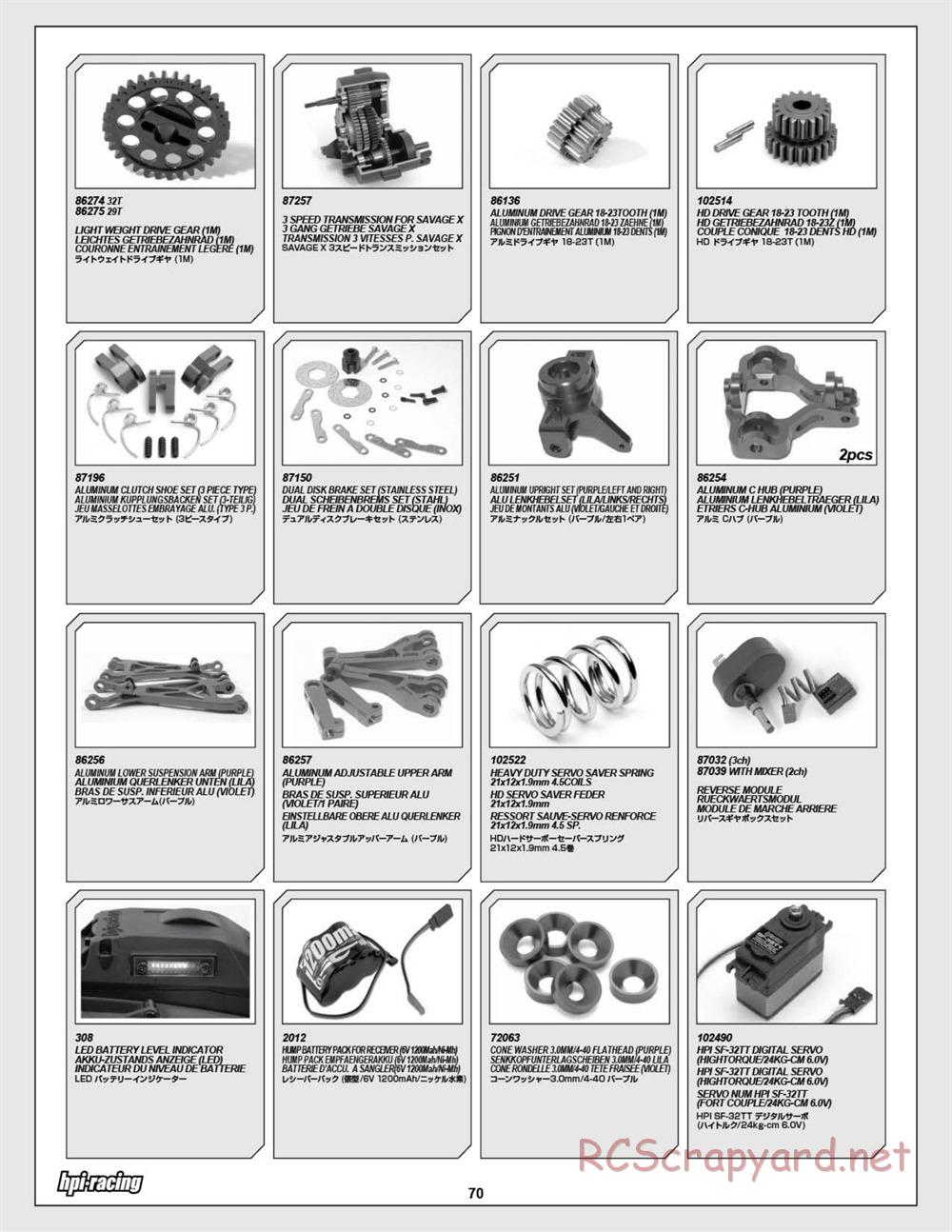 HPI - Savage X 4.6 - Manual - Page 70