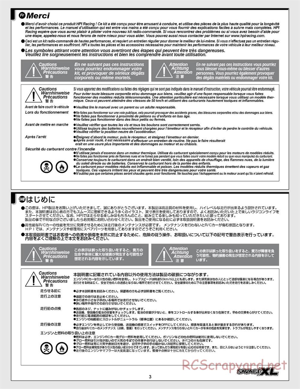 HPI - Savage XL 5.9 - Manual - Page 3