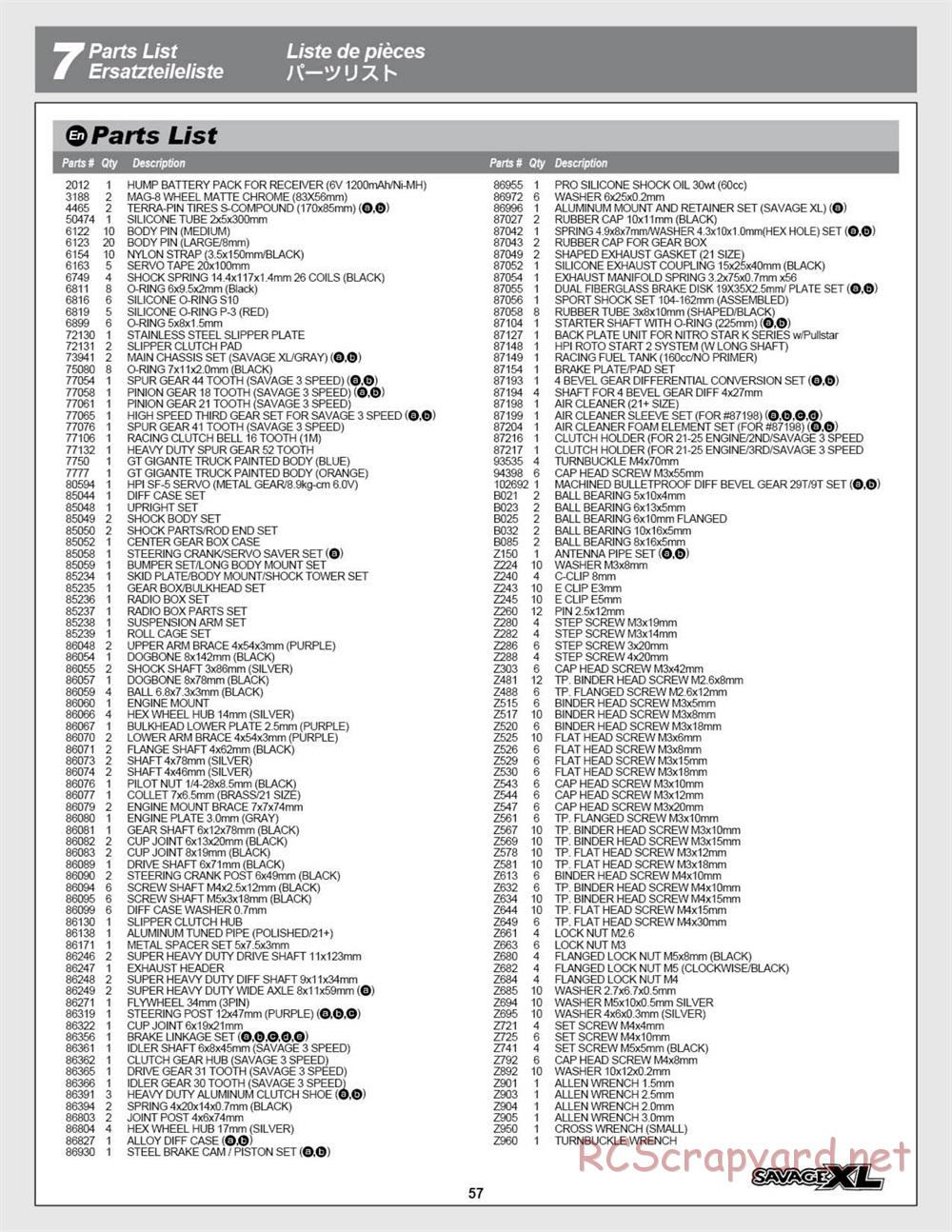 HPI - Savage XL 5.9 - Manual - Page 57