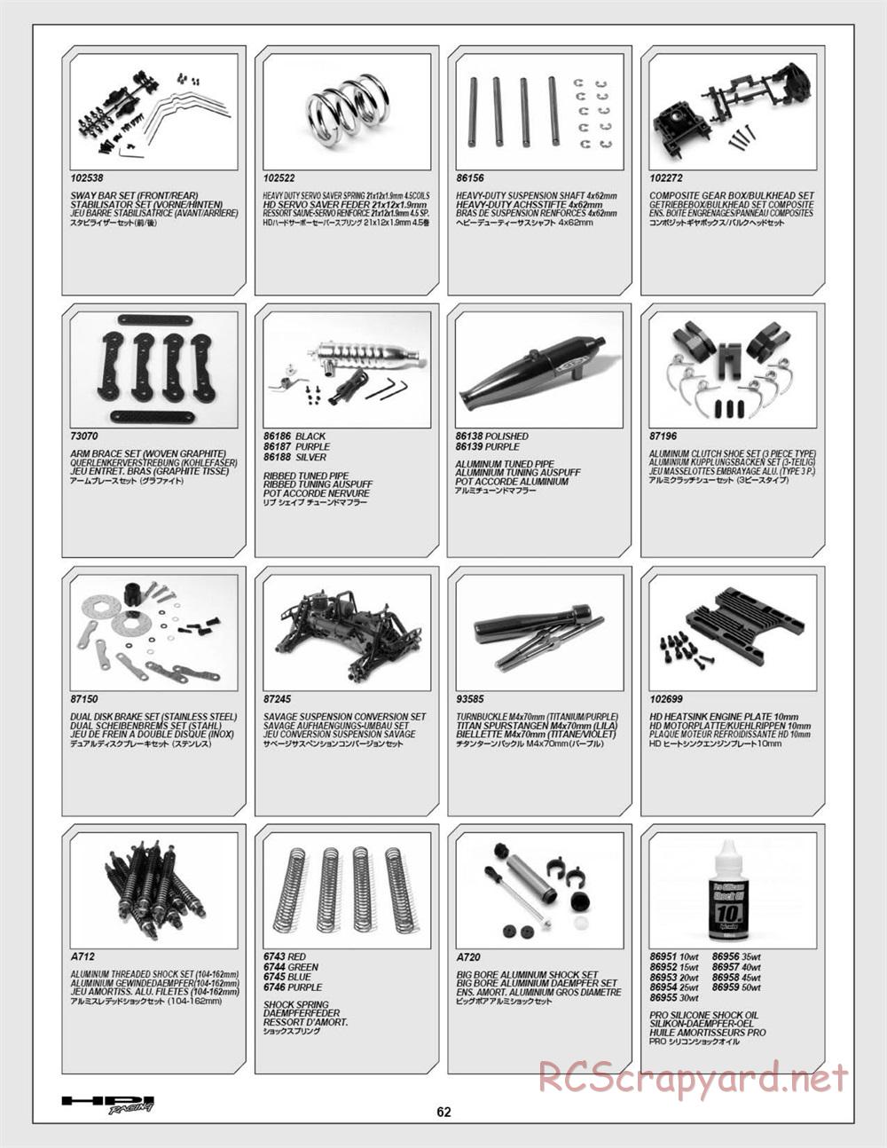 HPI - Savage XL 5.9 - Manual - Page 62