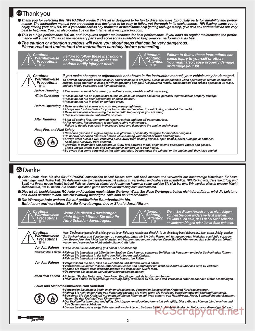 HPI - Savage XL 5.9 - Manual - Page 2