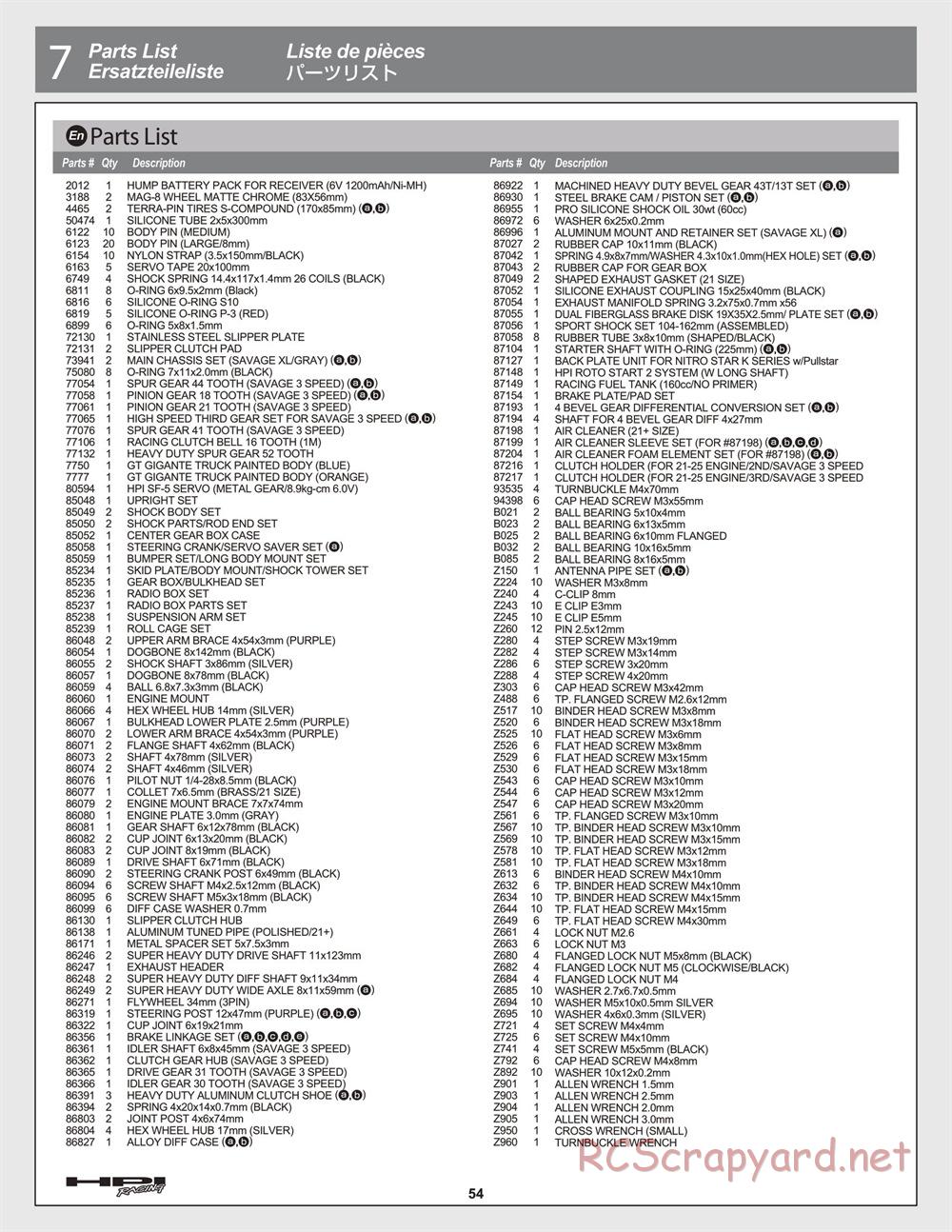 HPI - Savage XL 5.9 - Manual - Page 54