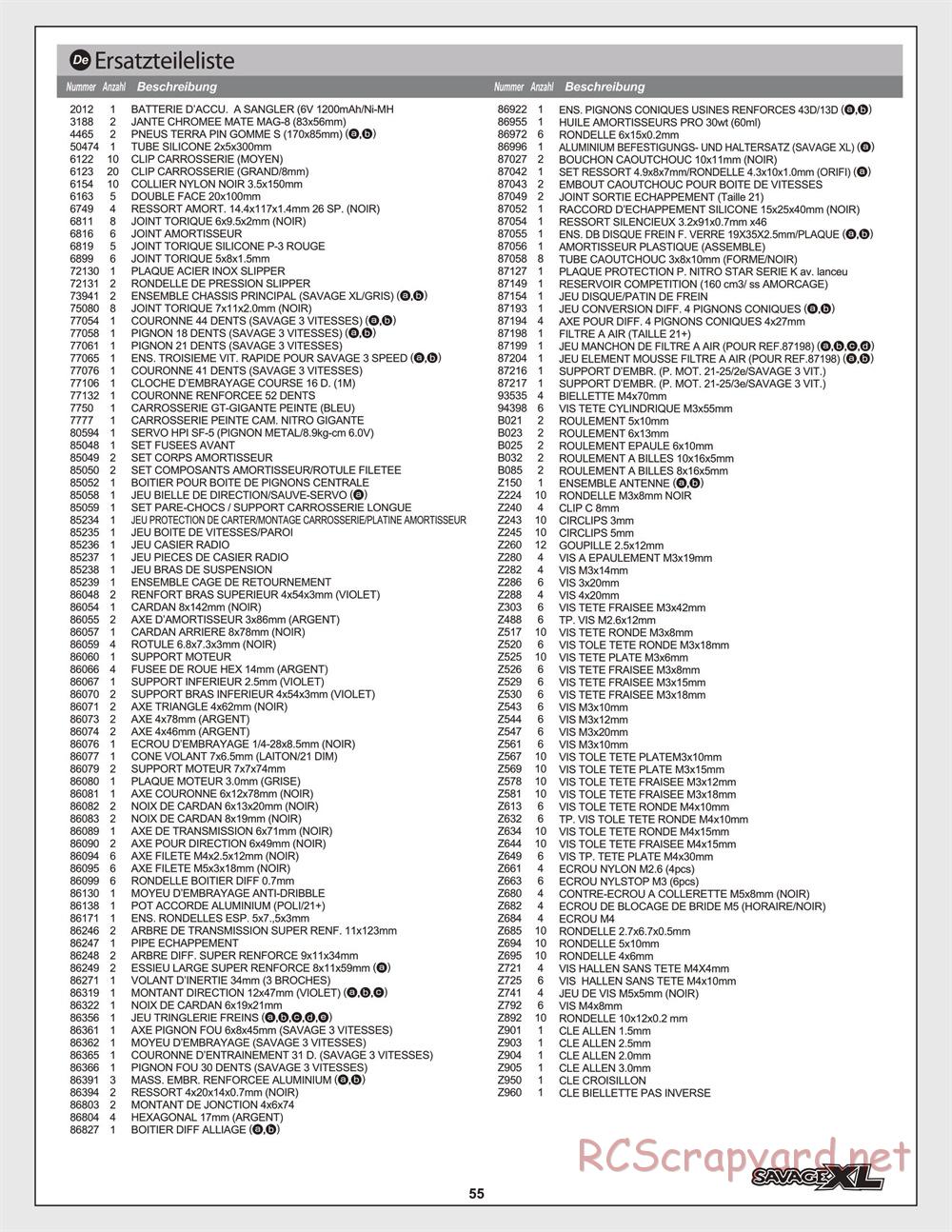 HPI - Savage XL 5.9 - Manual - Page 55