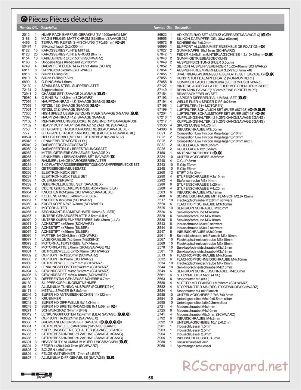 HPI - Savage XL 5.9 - Manual - Page 56