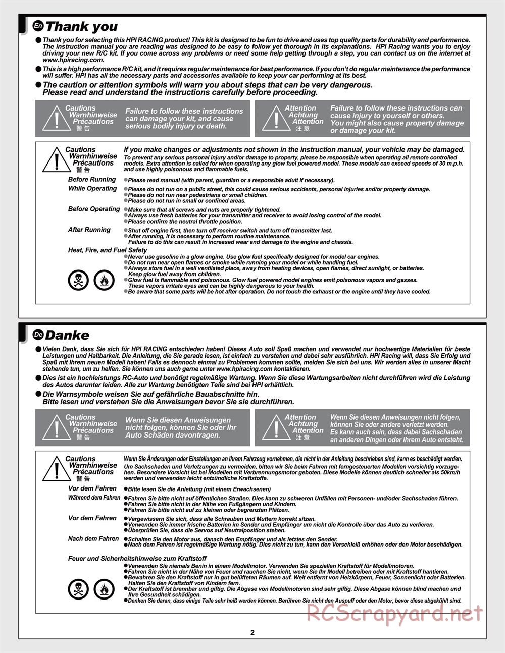 HPI - Savage XL 5.9 - Manual - Page 2