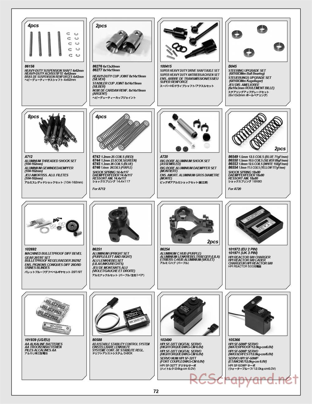 HPI - Savage XL Octane - Manual - Page 72