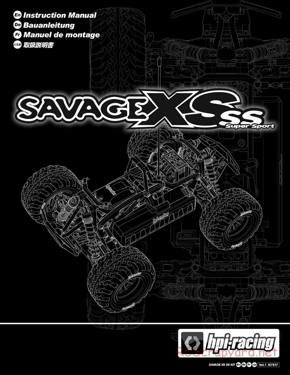 HPI - Savage XS SS - Manual - Page 1