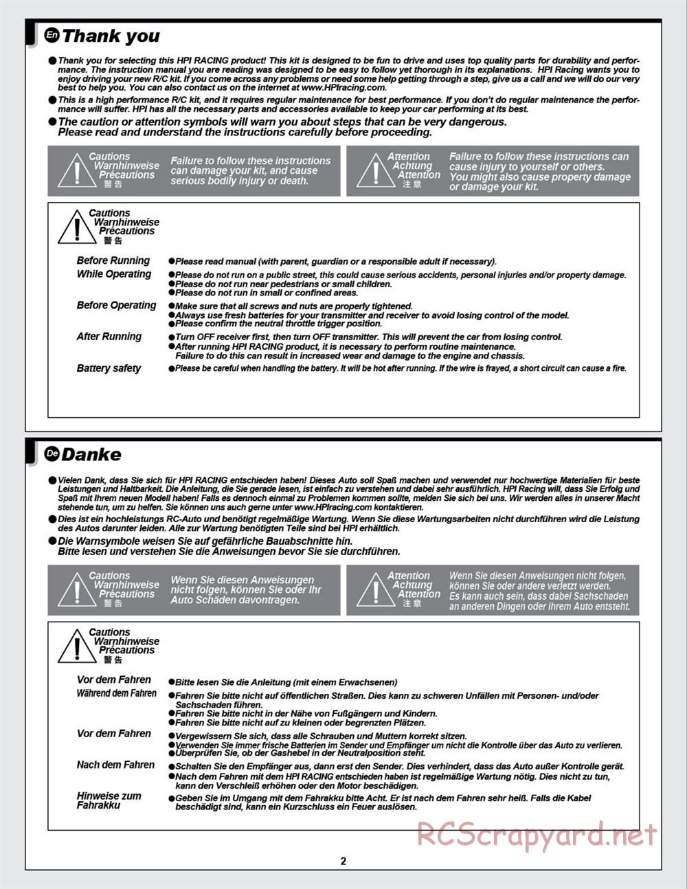 HPI - Savage XS SS - Manual - Page 2