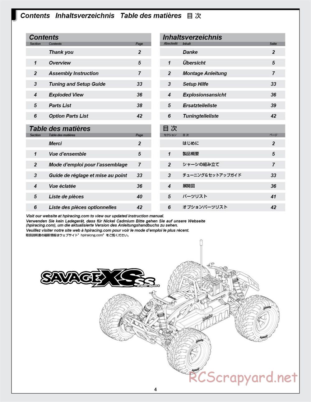 HPI - Savage XS SS - Manual - Page 4