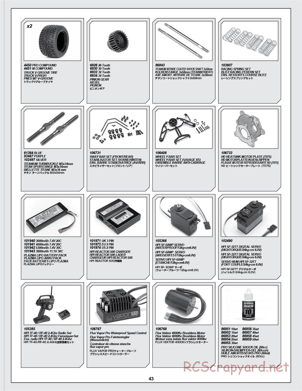 HPI - Savage XS SS - Manual - Page 43