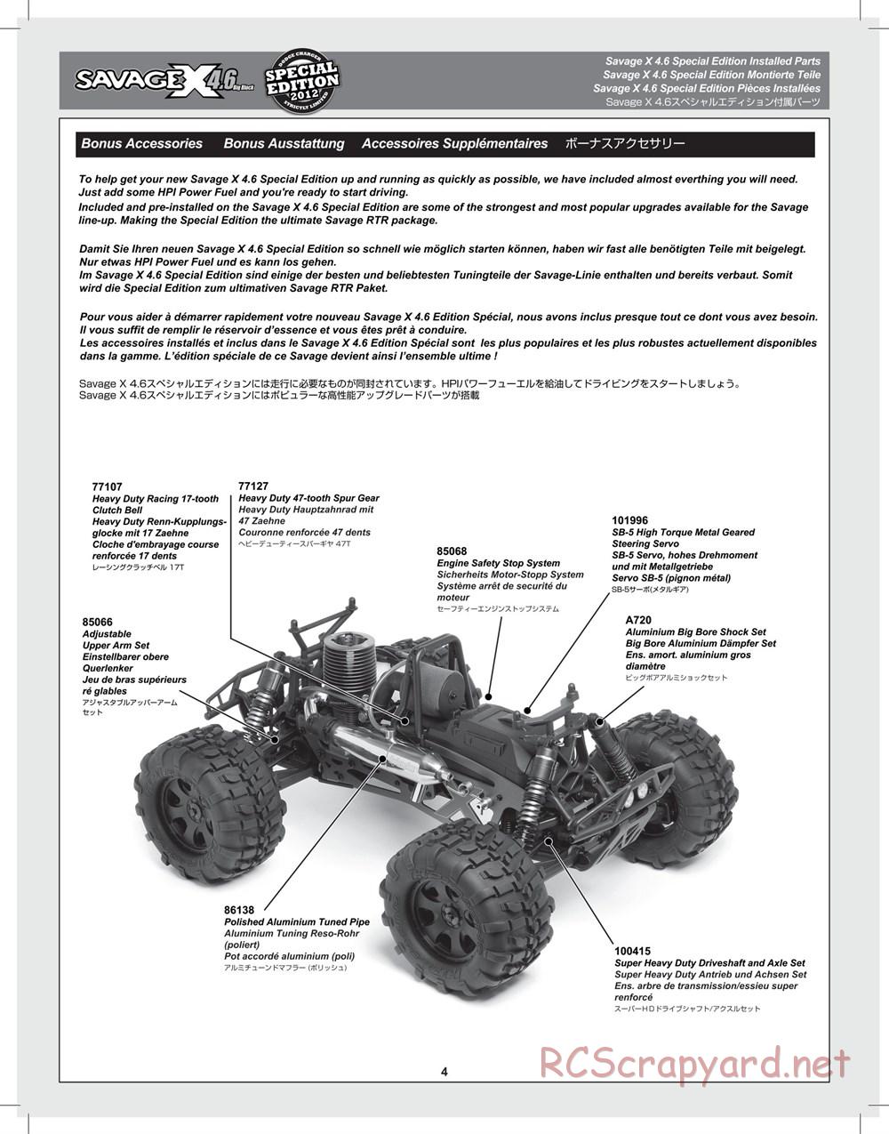 HPI - Savage X 4.6 Special Edition - Supplement - Page 4