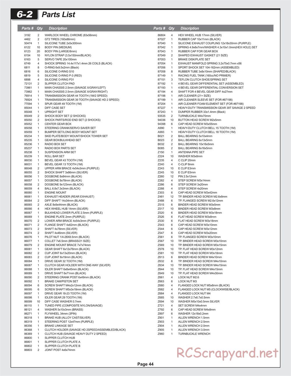 HPI - Savage X 4.1 - Manual - Page 44