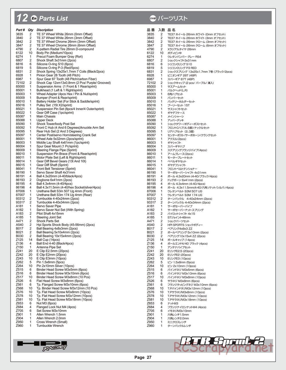 HPI - Sprint 2 RTR - Manual - Page 27