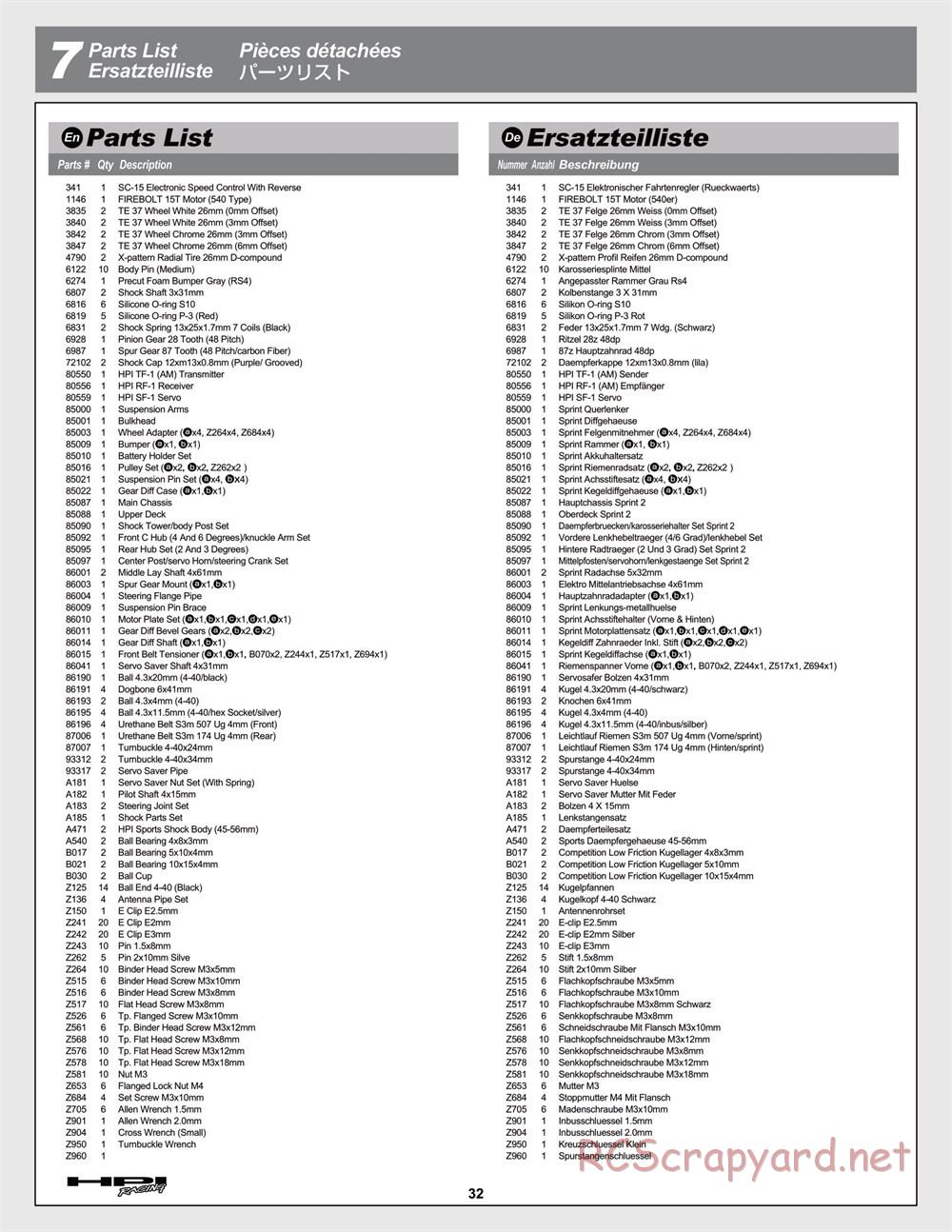 HPI - Sprint 2 Sport - Manual - Page 32