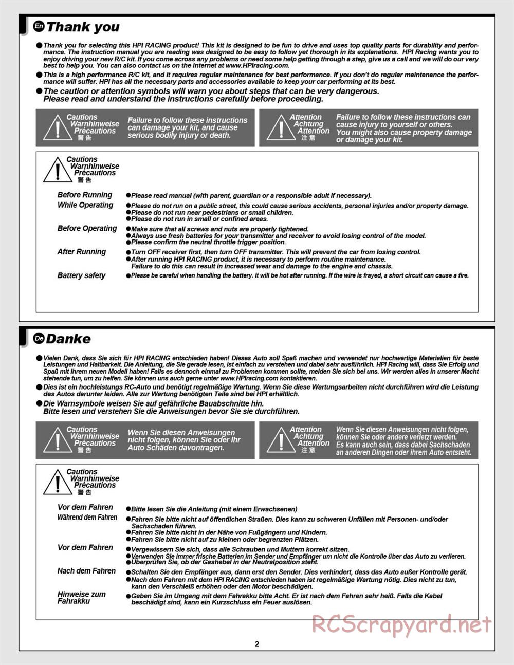 HPI - Super 5SC Flux - Manual - Page 2
