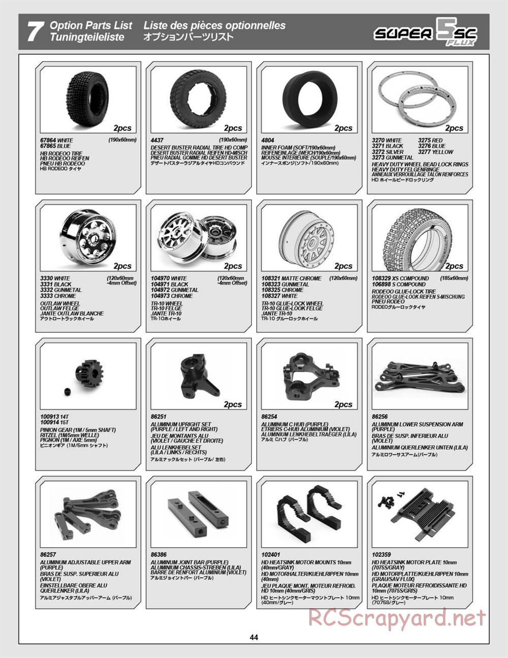 HPI - Super 5SC Flux - Manual - Page 44