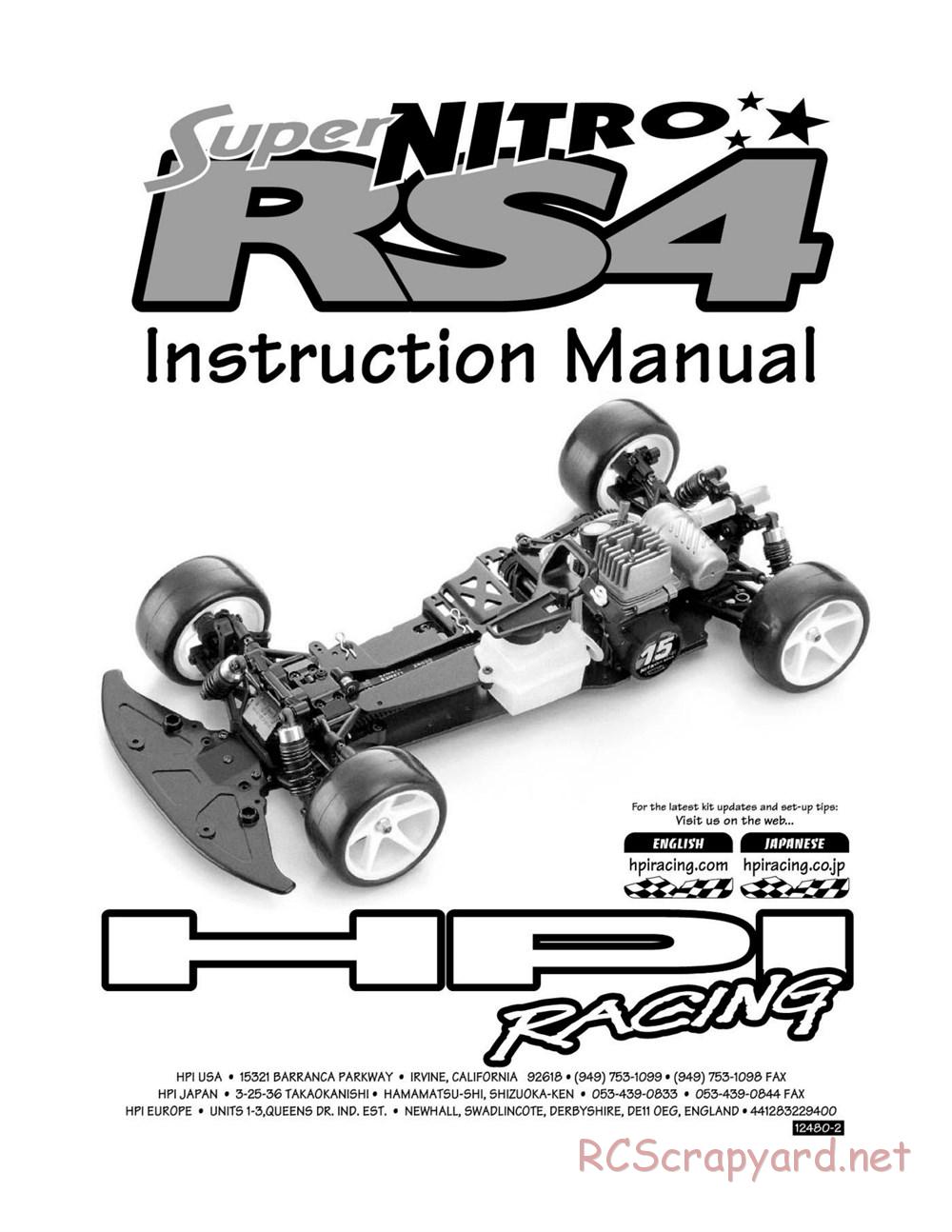 HPI - Super Nitro RS4 - Manual - Page 1