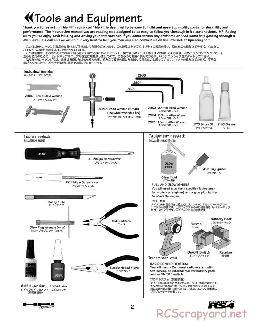 HPI - Super Nitro RS4 - Manual - Page 2