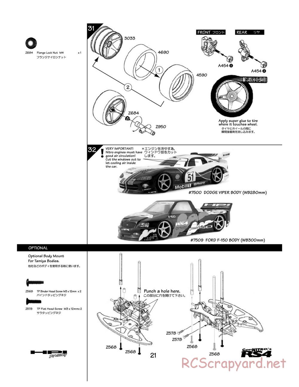 HPI - Super Nitro RS4 - Manual - Page 21