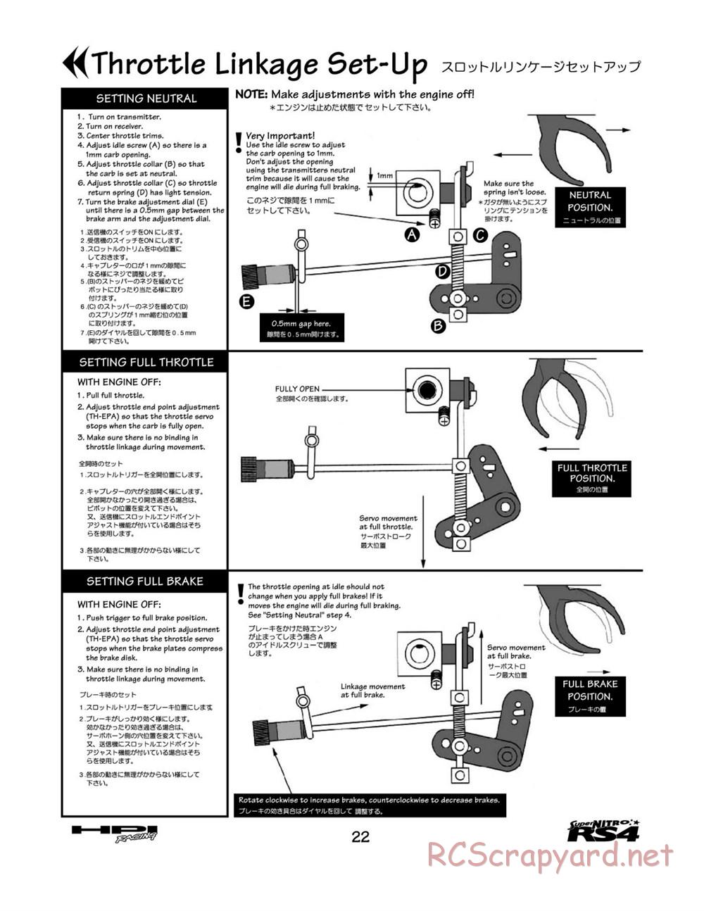 HPI - Super Nitro RS4 - Manual - Page 22