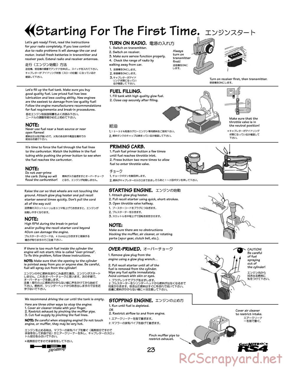 HPI - Super Nitro RS4 - Manual - Page 23