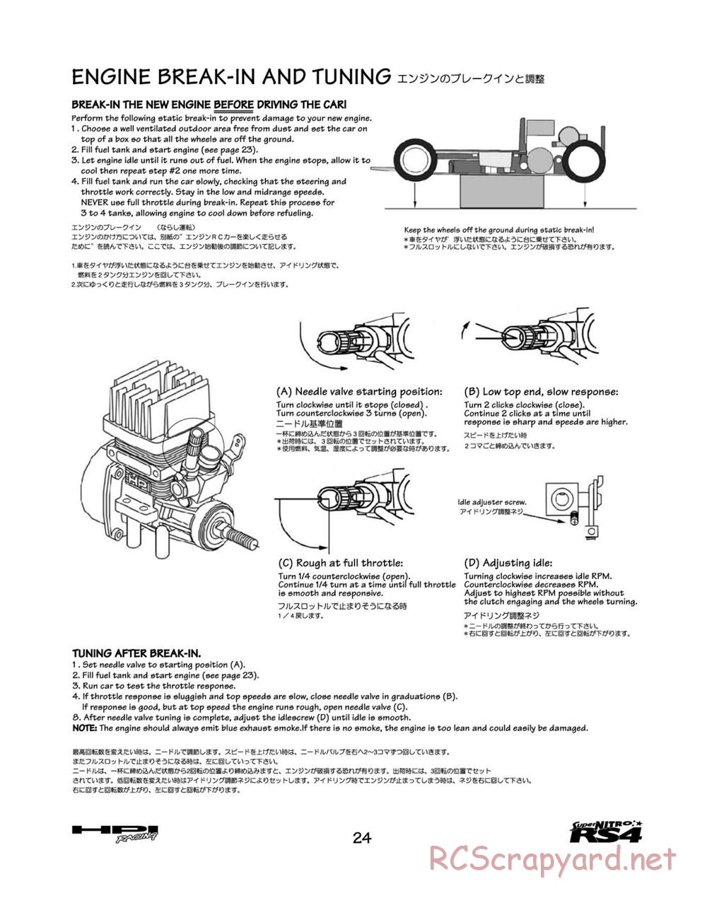 HPI - Super Nitro RS4 - Manual - Page 24