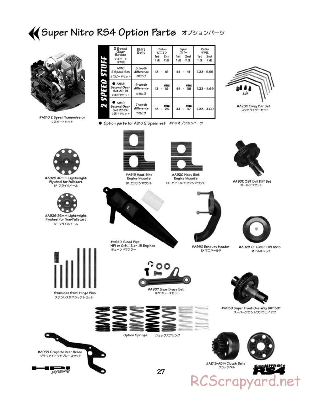 HPI - Super Nitro RS4 - Manual - Page 27